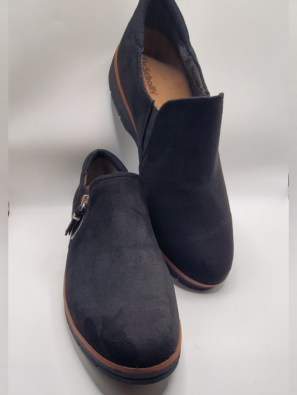 Dr. Scholl's Women's "Nice Day Now" Black Loafers With Side Zipper Size 9